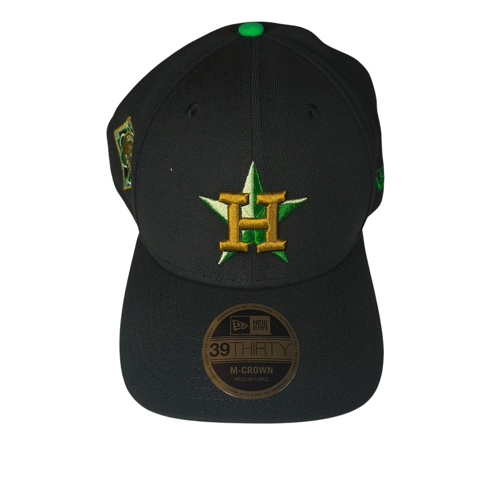 NWT Houston Astros New Era 2026 St Patrick's Day 39THIRTY Flex Hat M/L Black NEW